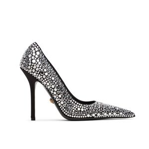Versace Crystal Embellished leather pump